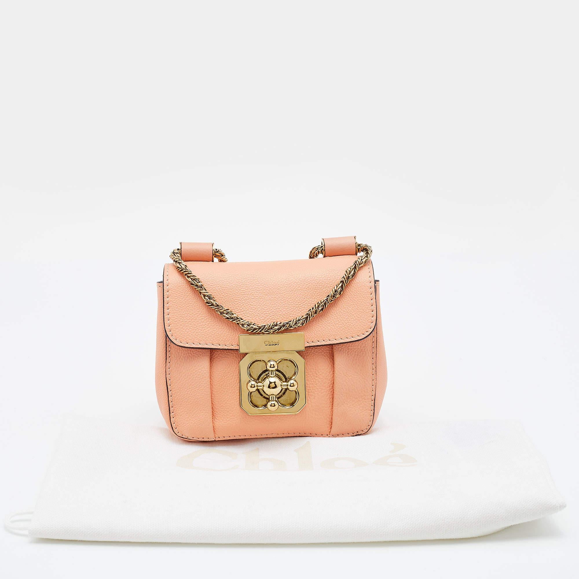 Chloe Peach Leather Mini Elsie Crossbody Bag 6