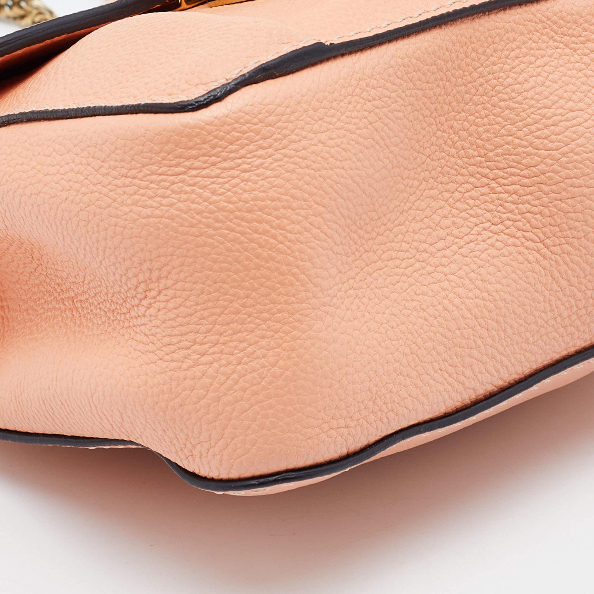 Chloe Peach Leather Mini Elsie Crossbody Bag 3