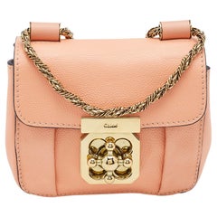 Chloe Peach Leather Mini Elsie Crossbody Bag