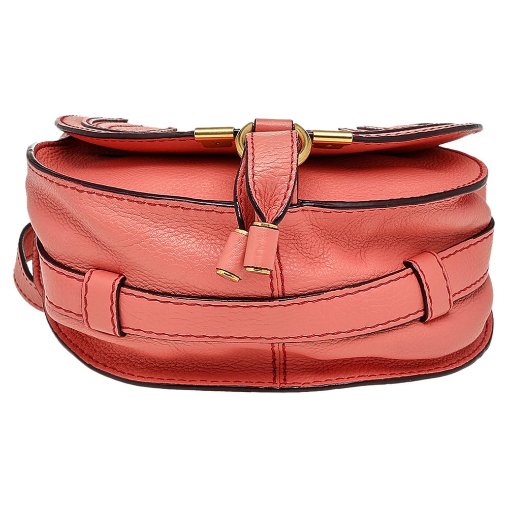 Women's Chloe Peach Leather Mini Marcie Shoulder Bag