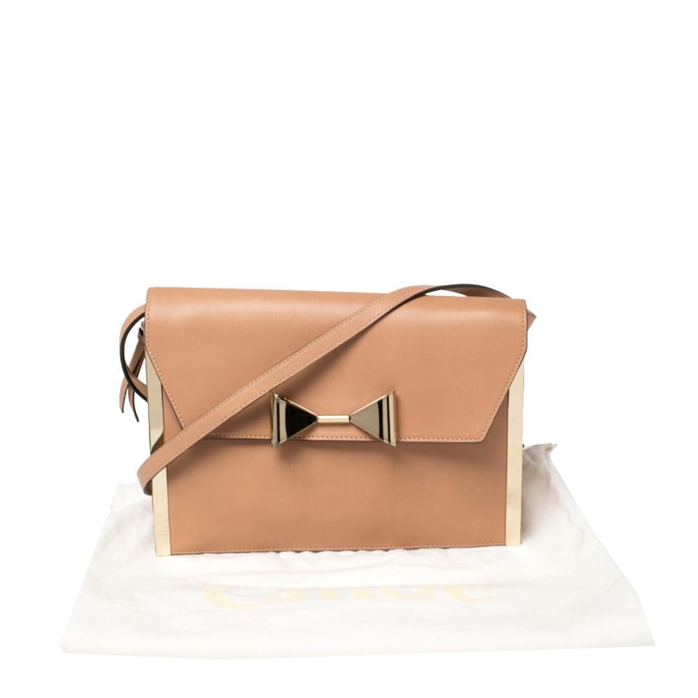 Chloe Peach Leather Rachel Bow Crossbody Bag 3