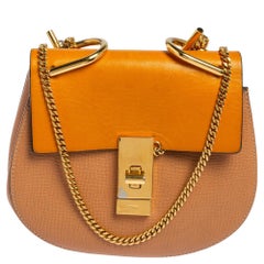 Chloé Peach/Mustard Leather Small Drew Crossbody Bag