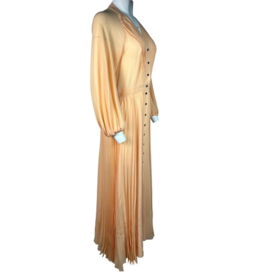  Chloe Peach Silk Pleated Maxi Dress, Size 36 For Sale 8