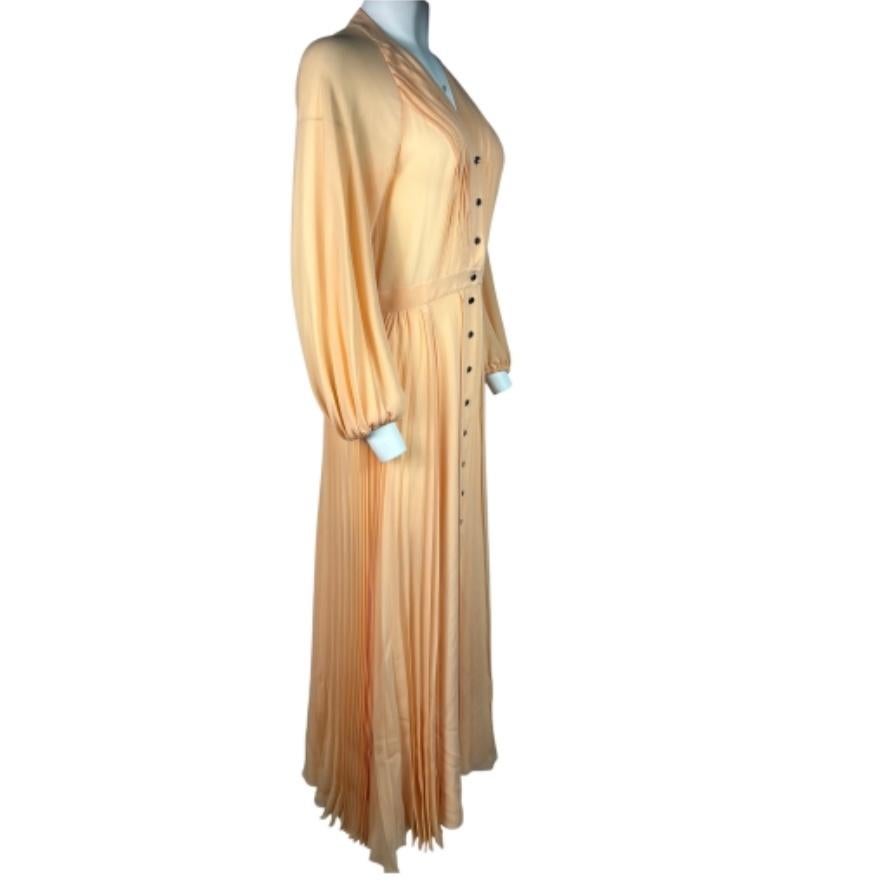 Chloe Peach Silk Pleated Maxi Dress, Size 36 For Sale 8