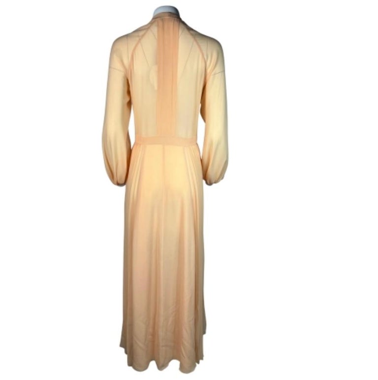 Chloe Peach Silk Pleated Maxi Dress, Size 36 For Sale at