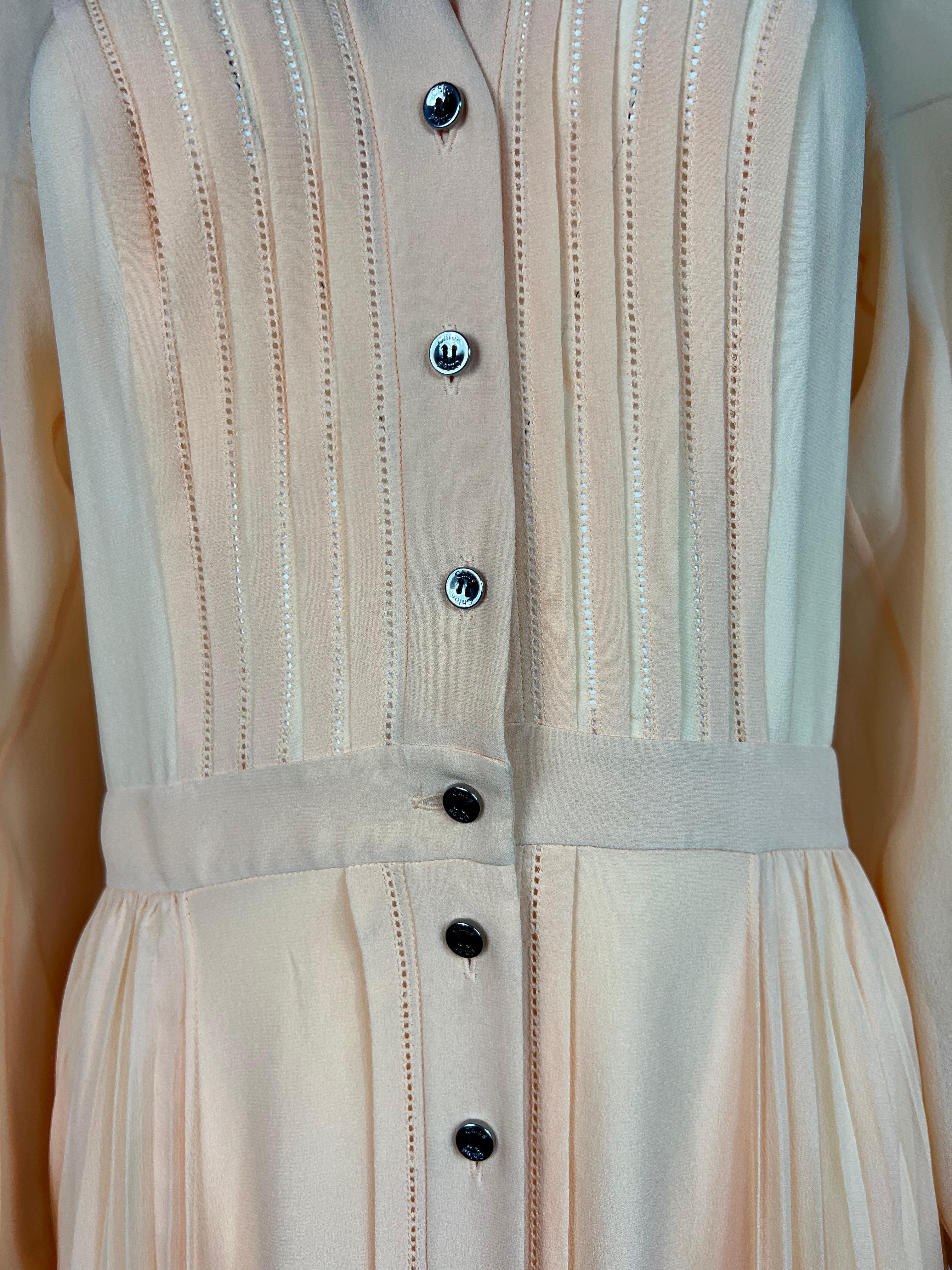 Beige  Chloe Peach Silk Pleated Maxi Dress, Size 36 For Sale
