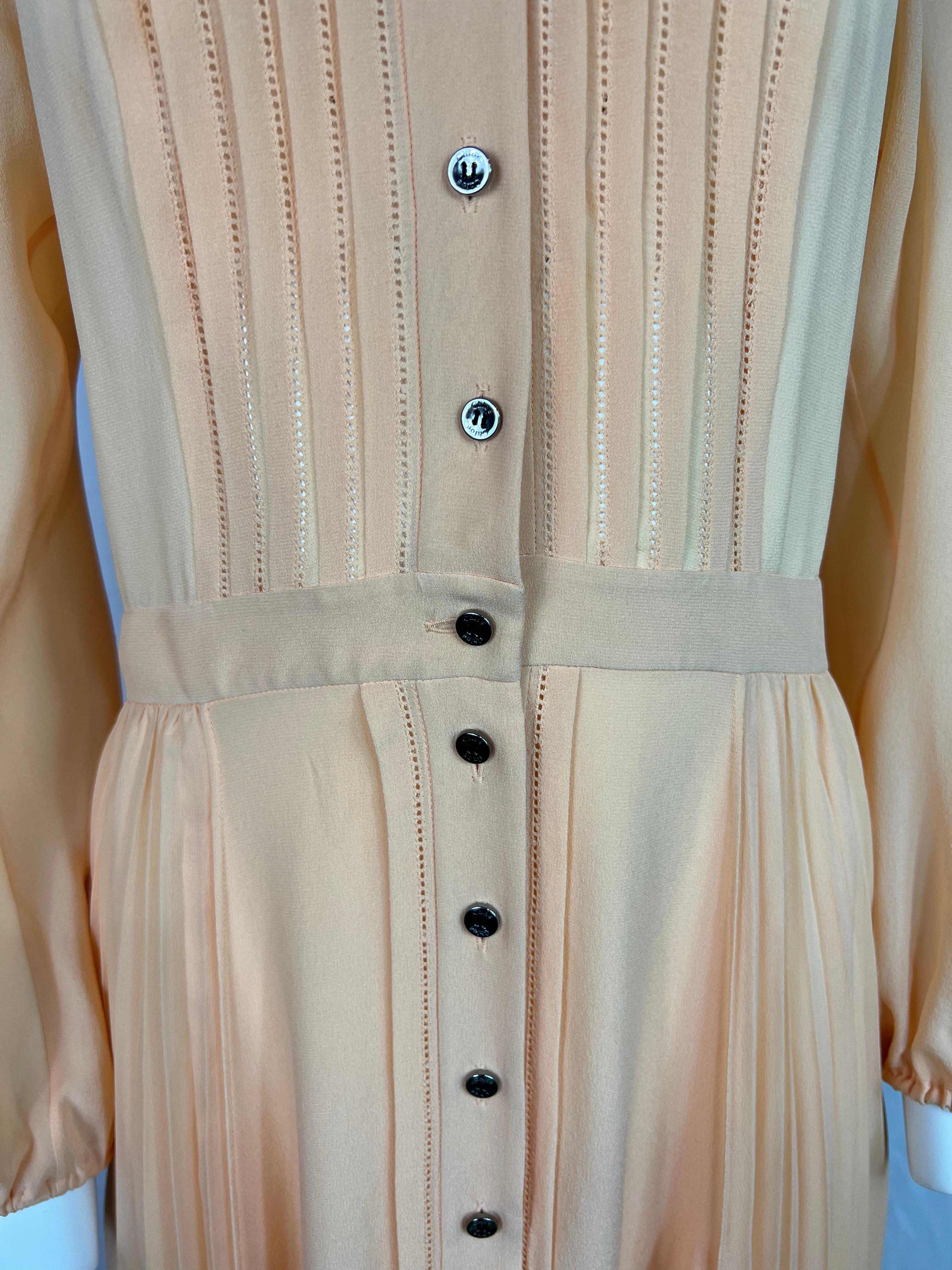  Chloe Peach Silk Pleated Maxi Dress, Size 36 For Sale 1