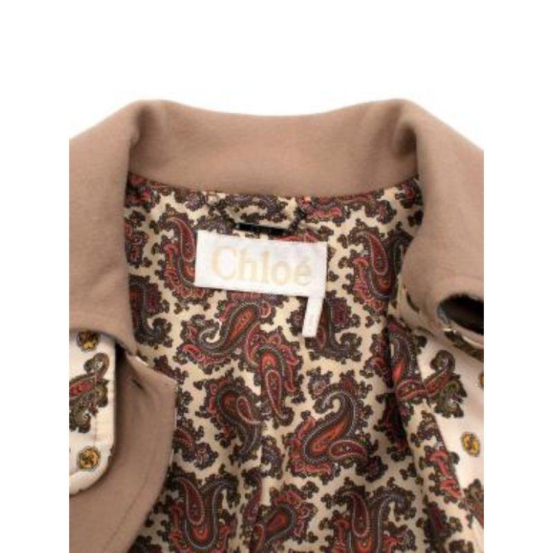 Women's Chloe Pearl Beige Wool Paisley Lined Belted Coat For Sale