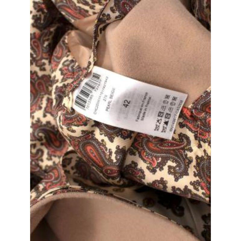 Chloe Pearl Beige Wool Paisley Lined Belted Coat For Sale 1