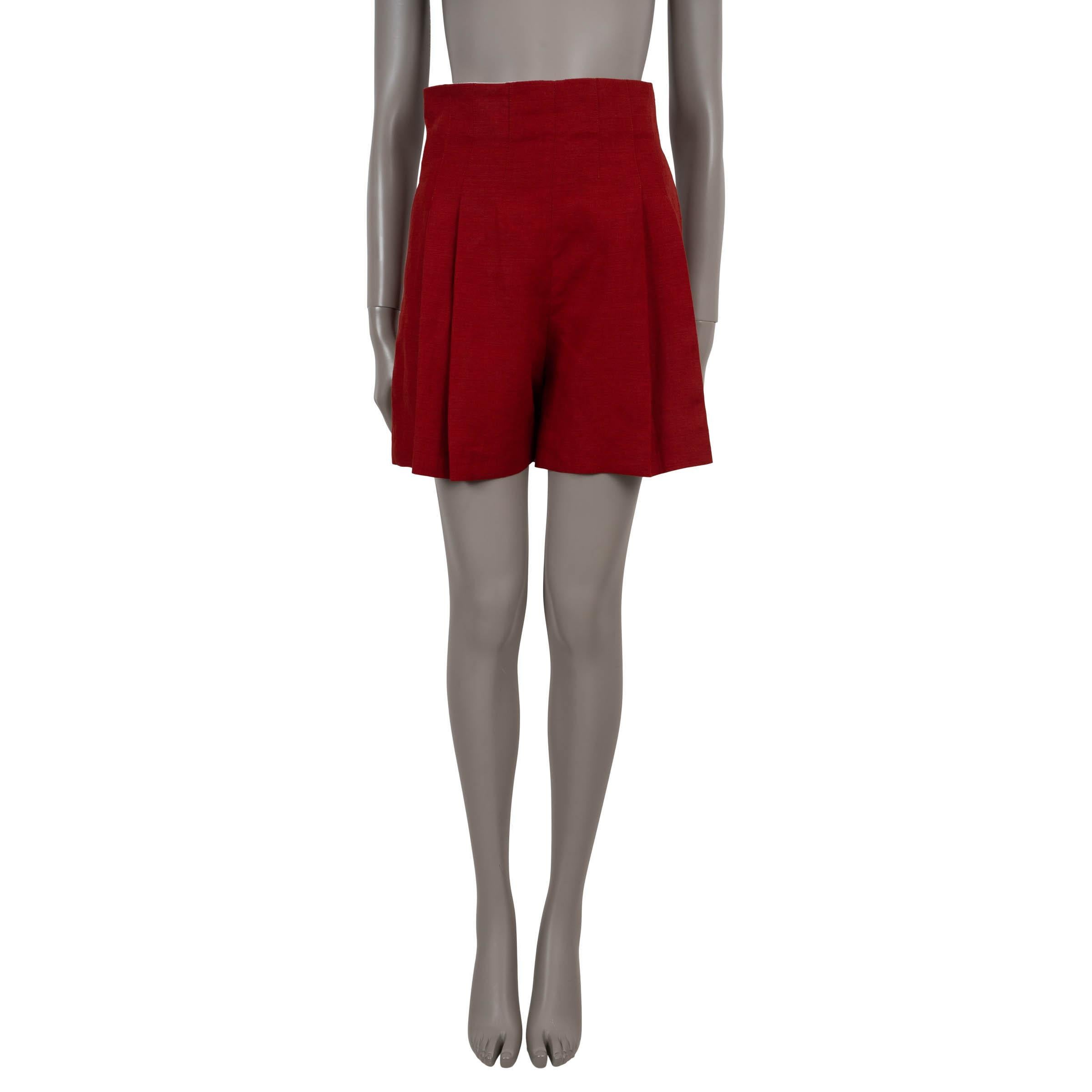 De las mujeres CHLOE Lino rojo picante 2023 PLEADO BERMUDA Pantalones cortos 36 XS en venta