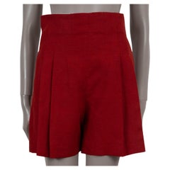 CHLOE Lino rojo picante 2023 PLEADO BERMUDA Pantalones cortos 36 XS