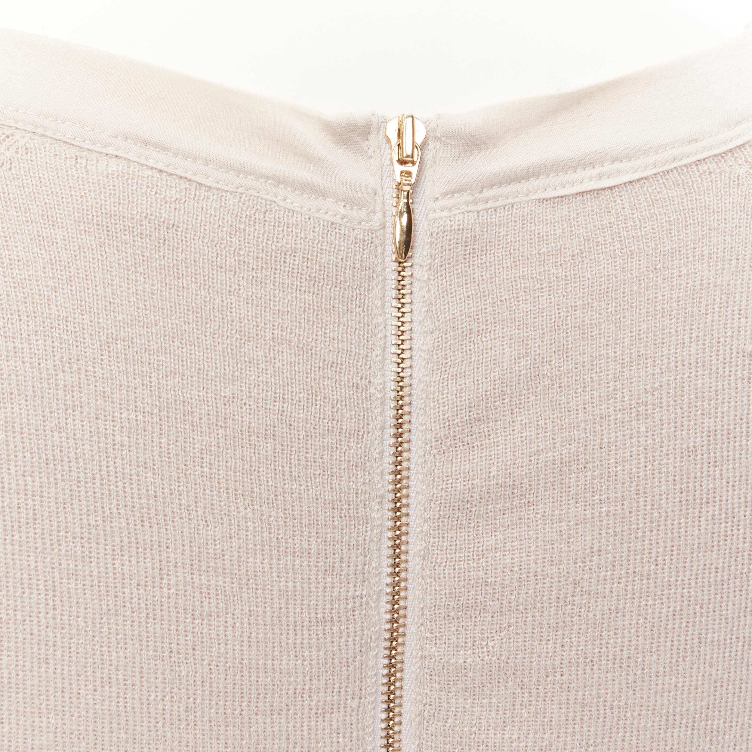 CHLOE Perle beige cashmere silk gold zip back short sleeve sweater  For Sale 1