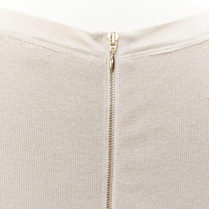 CHLOE Perle beige cashmere silk gold zip back short sleeve sweater S For Sale 3
