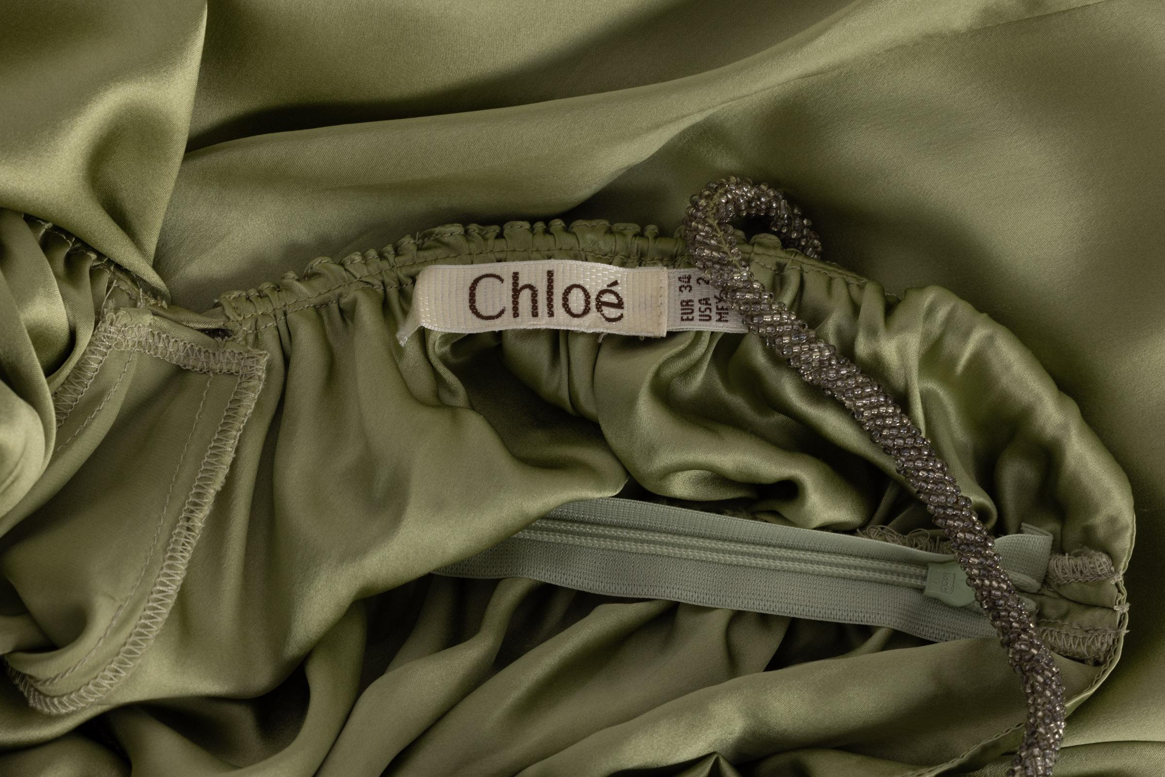 Chloé Phoebe Philo Beaded Straps Plunge Silk Dress Runway Spring 2005 7