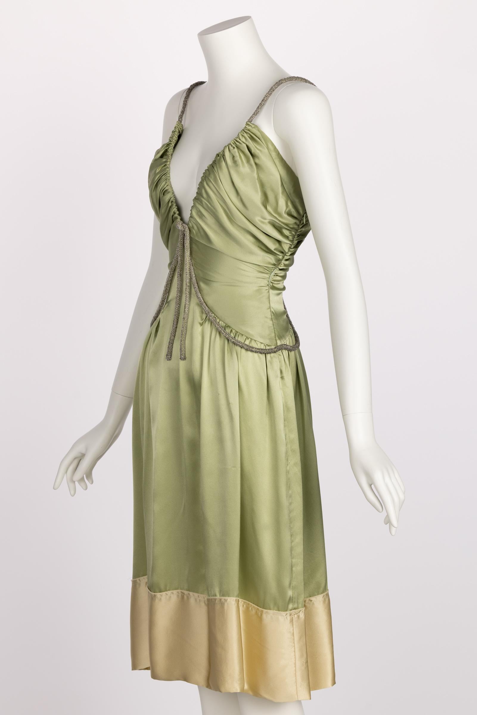Chloé Phoebe Philo Beaded Straps Plunge Silk Dress Runway Spring 2005  In Good Condition In Boca Raton, FL
