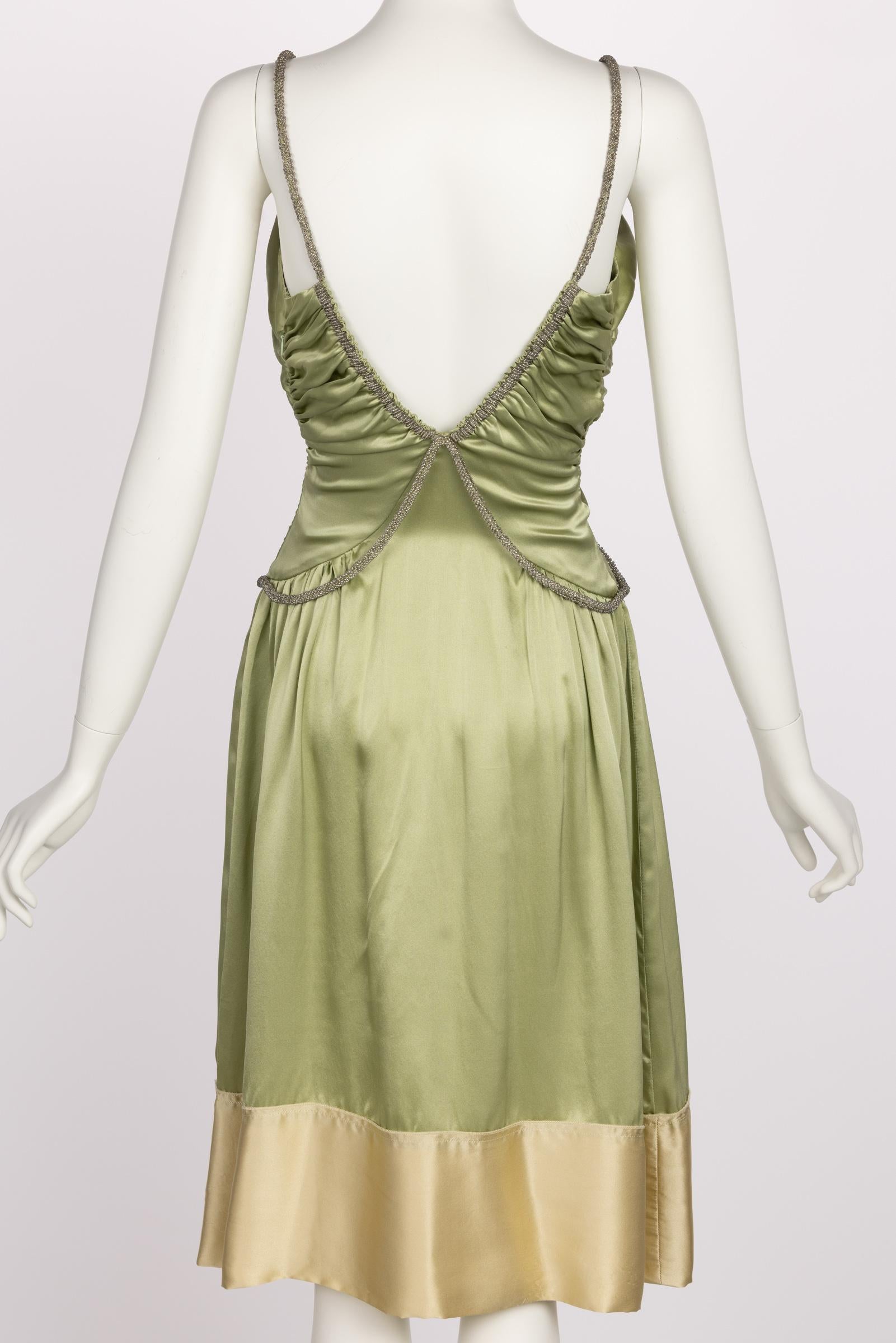 Chloé Phoebe Philo Beaded Straps Plunge Silk Dress Runway Spring 2005 1