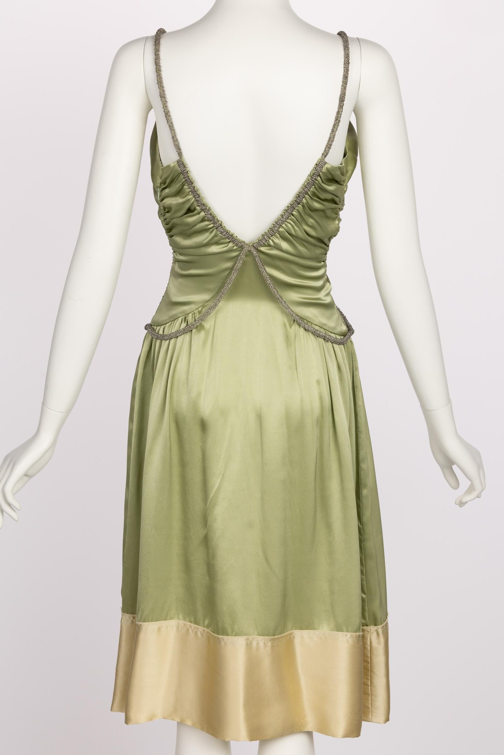 Chloé Phoebe Philo Beaded Straps Plunge Silk Dress Runway Spring 2005  1