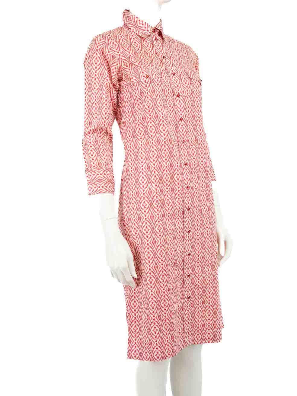CONDITION is Good. Minor wear to dress is evident. Light wear to the fabric surface which is lightly discoloured at the front on this used Chloé designer resale item.
 
 
 
 Details
 
 
 Pink
 
 Cotton
 
 Shirt dress
 
 Abstract pattern
 
 Long