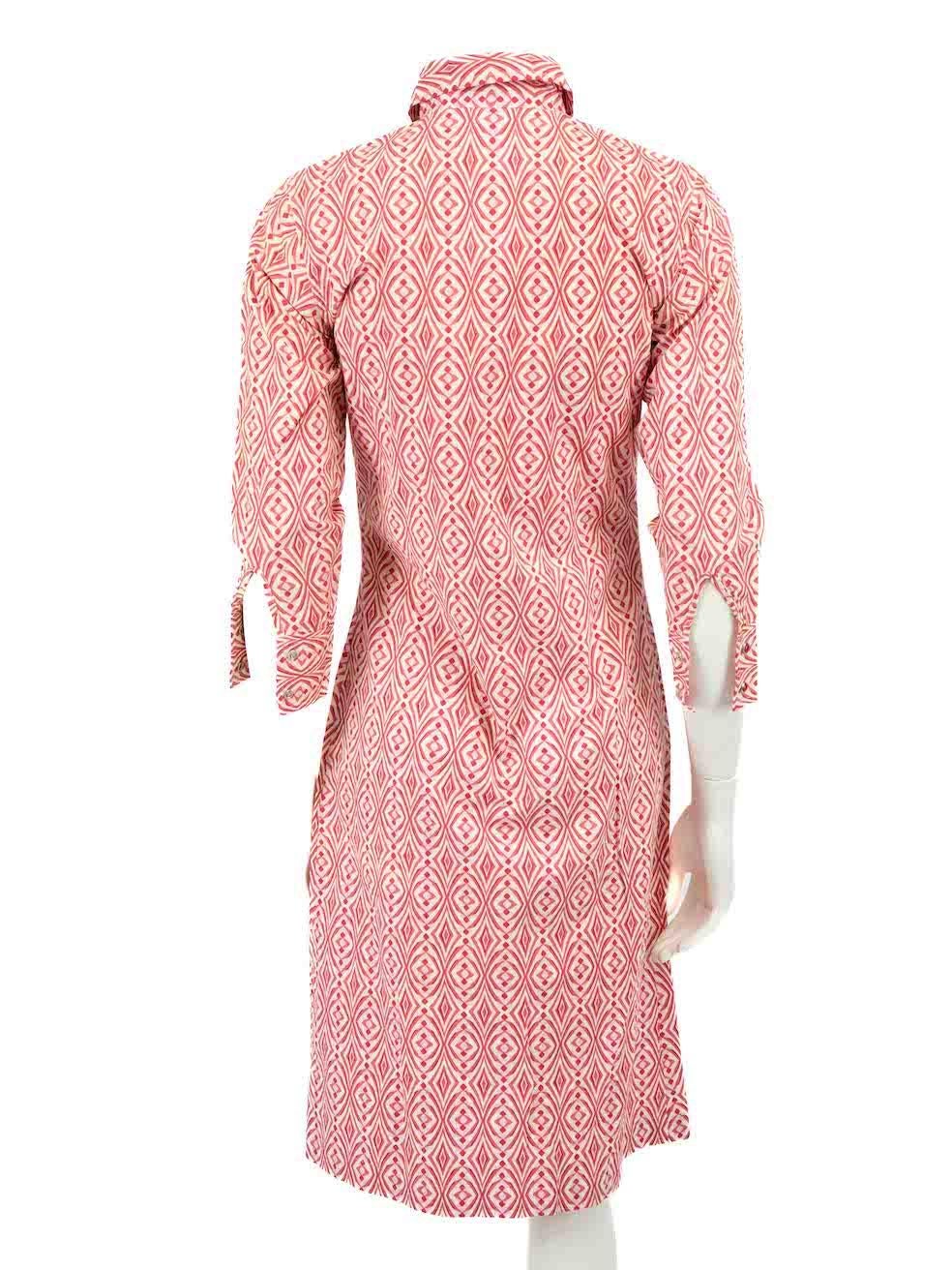 Chloé Pink Abstract Long Sleeve Shirt Dress Size M In Good Condition In London, GB