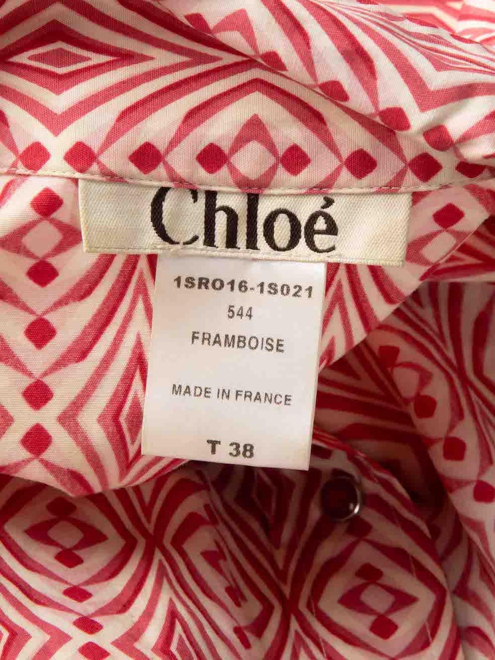 Chloé Pink Abstract Long Sleeve Shirt Dress Size M 2