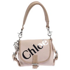 Chloe Pink/Beige Canvas and Leather Shoulder Bag