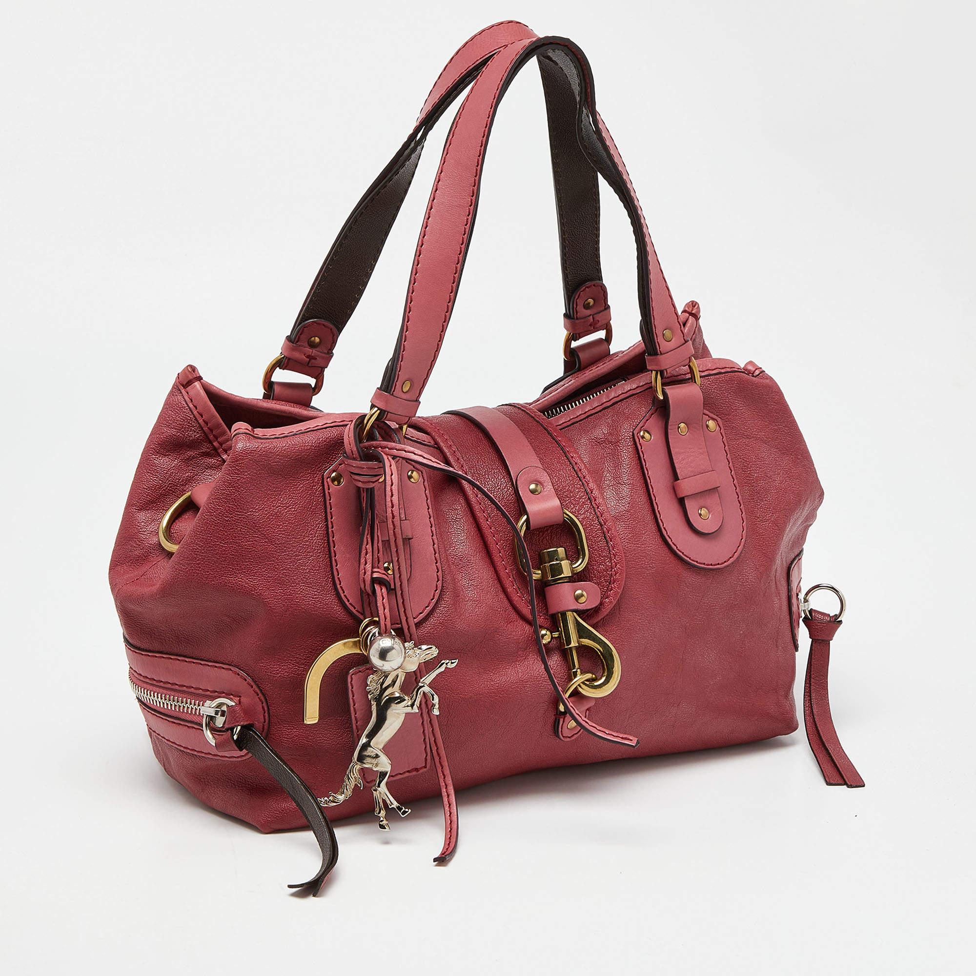 Chloe Pink/Brown Leather Paddington Satchel In Good Condition For Sale In Dubai, Al Qouz 2
