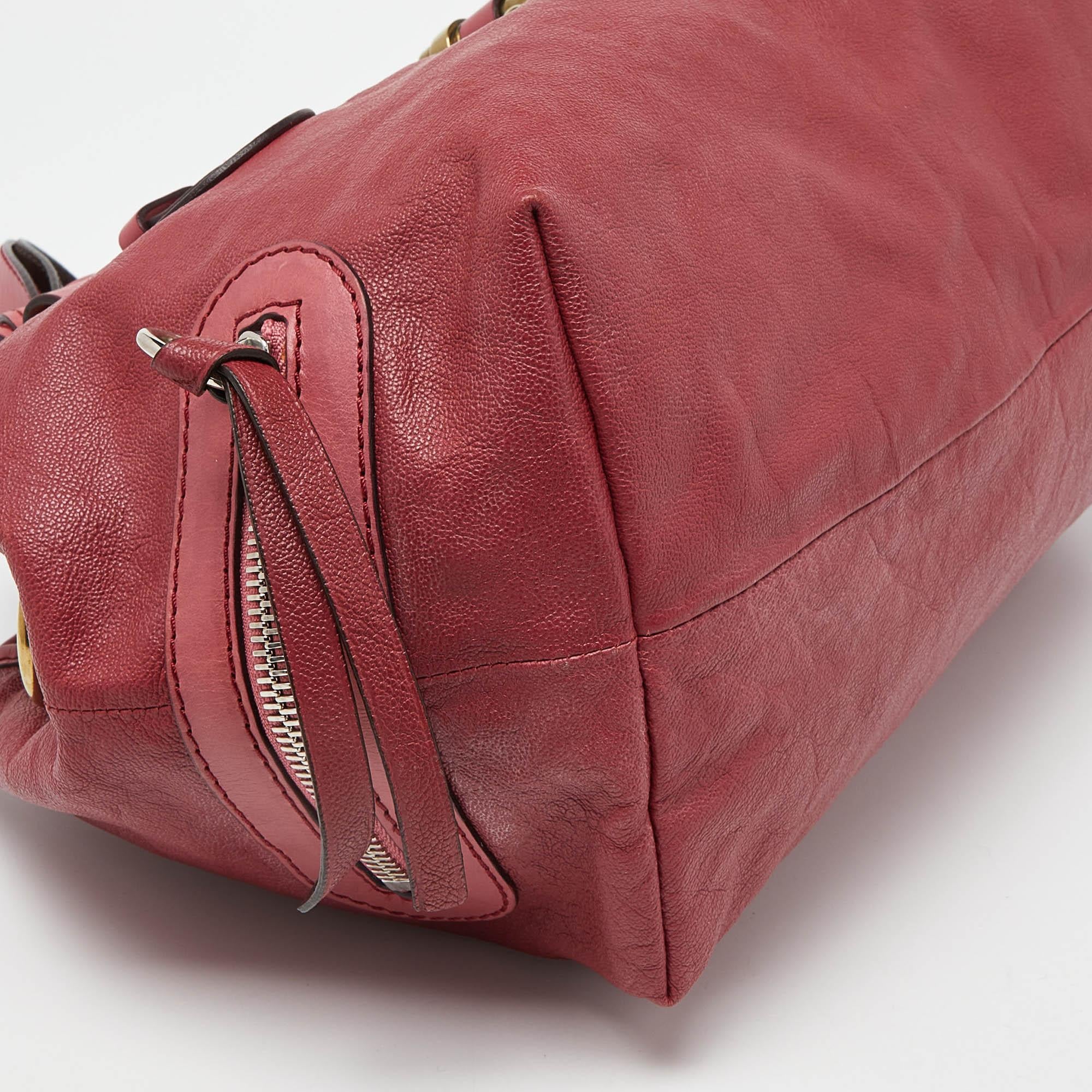 Women's Chloe Pink/Brown Leather Paddington Satchel For Sale