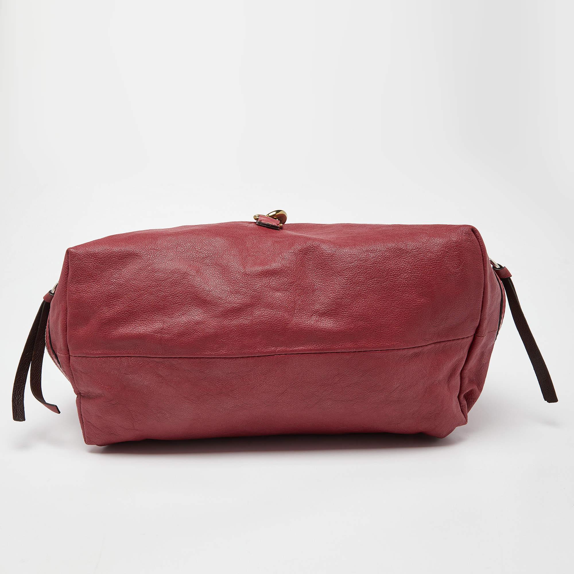 Chloe Pink/Brown Leather Paddington Satchel For Sale 5