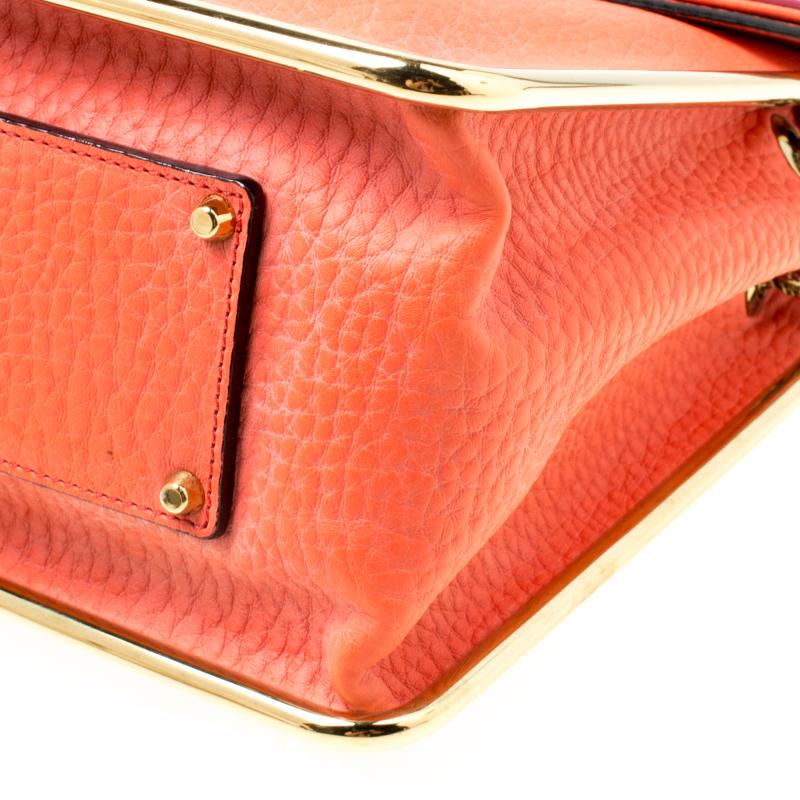 Chloe Pink/Coral Orange Leather Medium Sally Flap Shoulder Bag 6