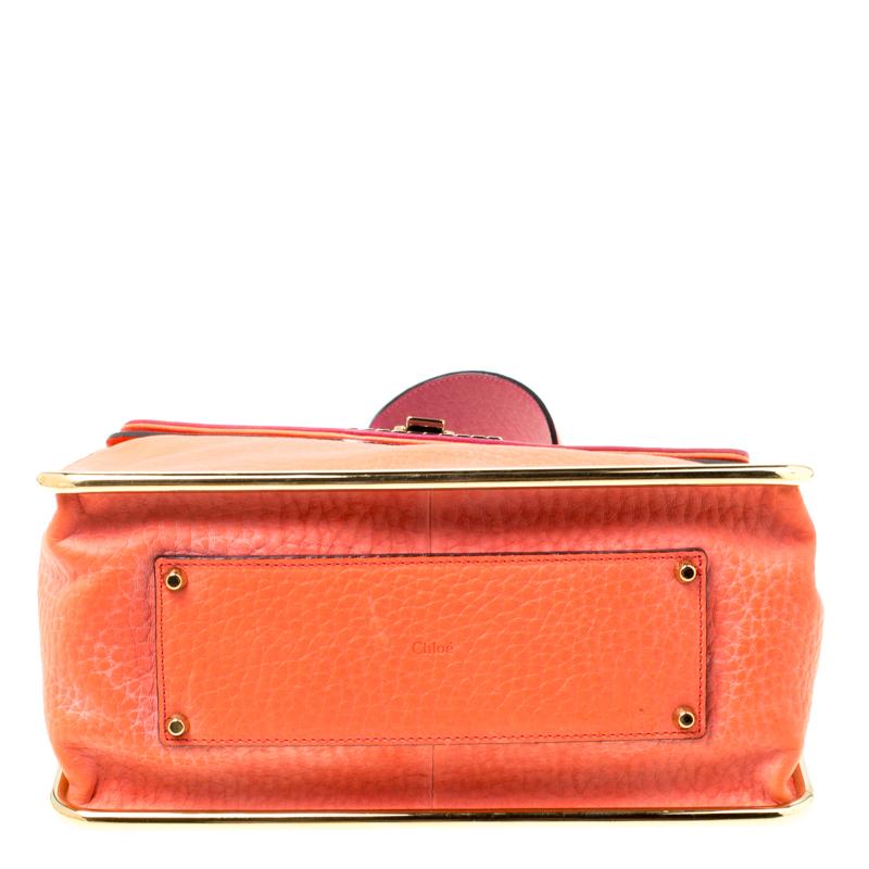 Chloe Pink/Coral Orange Leather Medium Sally Flap Shoulder Bag 1