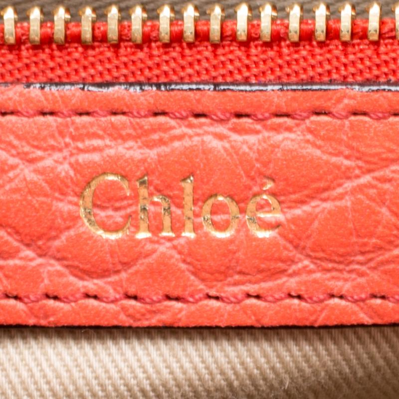 Chloe Pink/Coral Orange Leather Medium Sally Flap Shoulder Bag 4