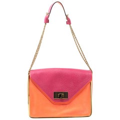 Chloe Pink/Coral Orange Leather Medium Sally Flap Shoulder Bag