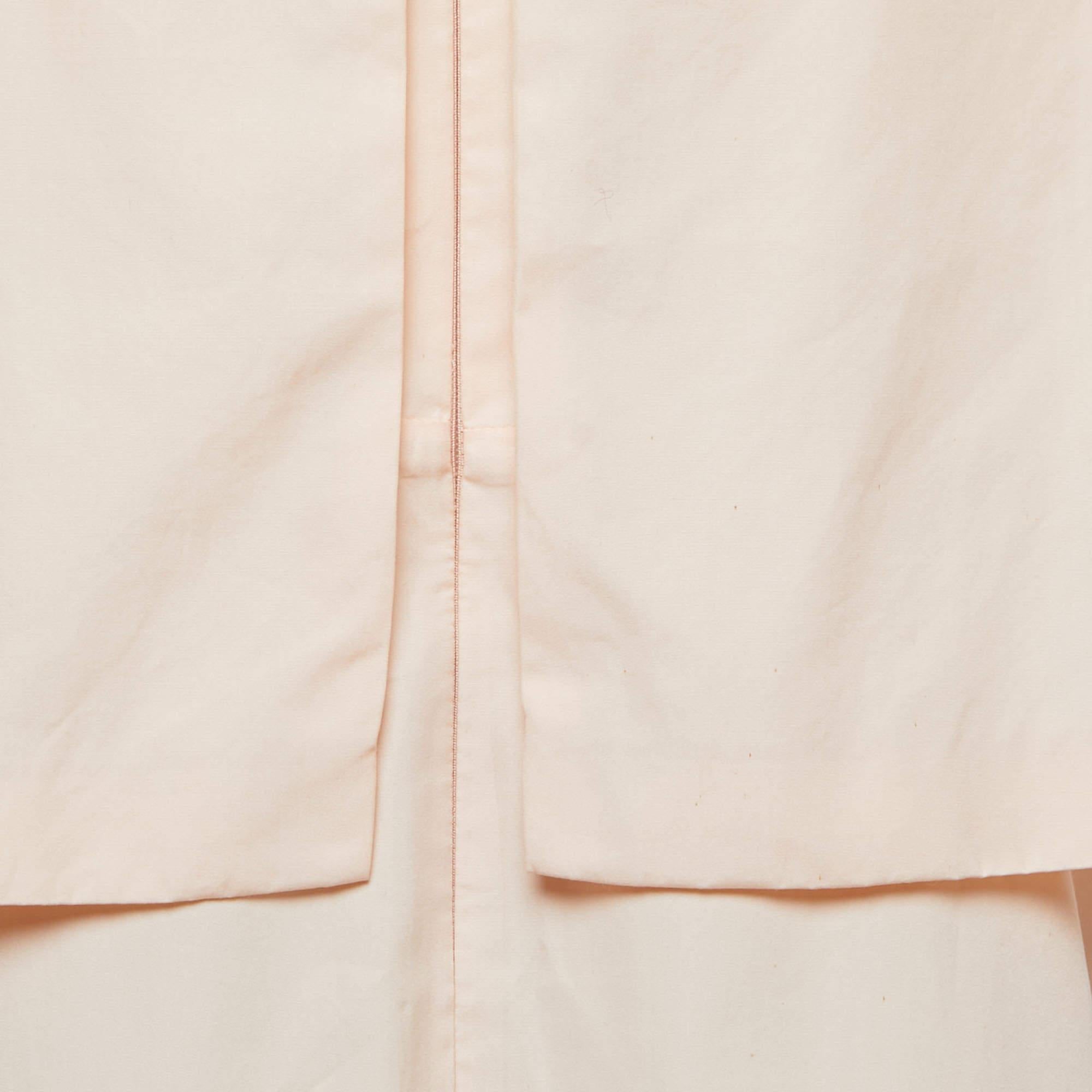 Beige Chloe Pink Cotton Ruffle Overlay Detail Mini Dress M