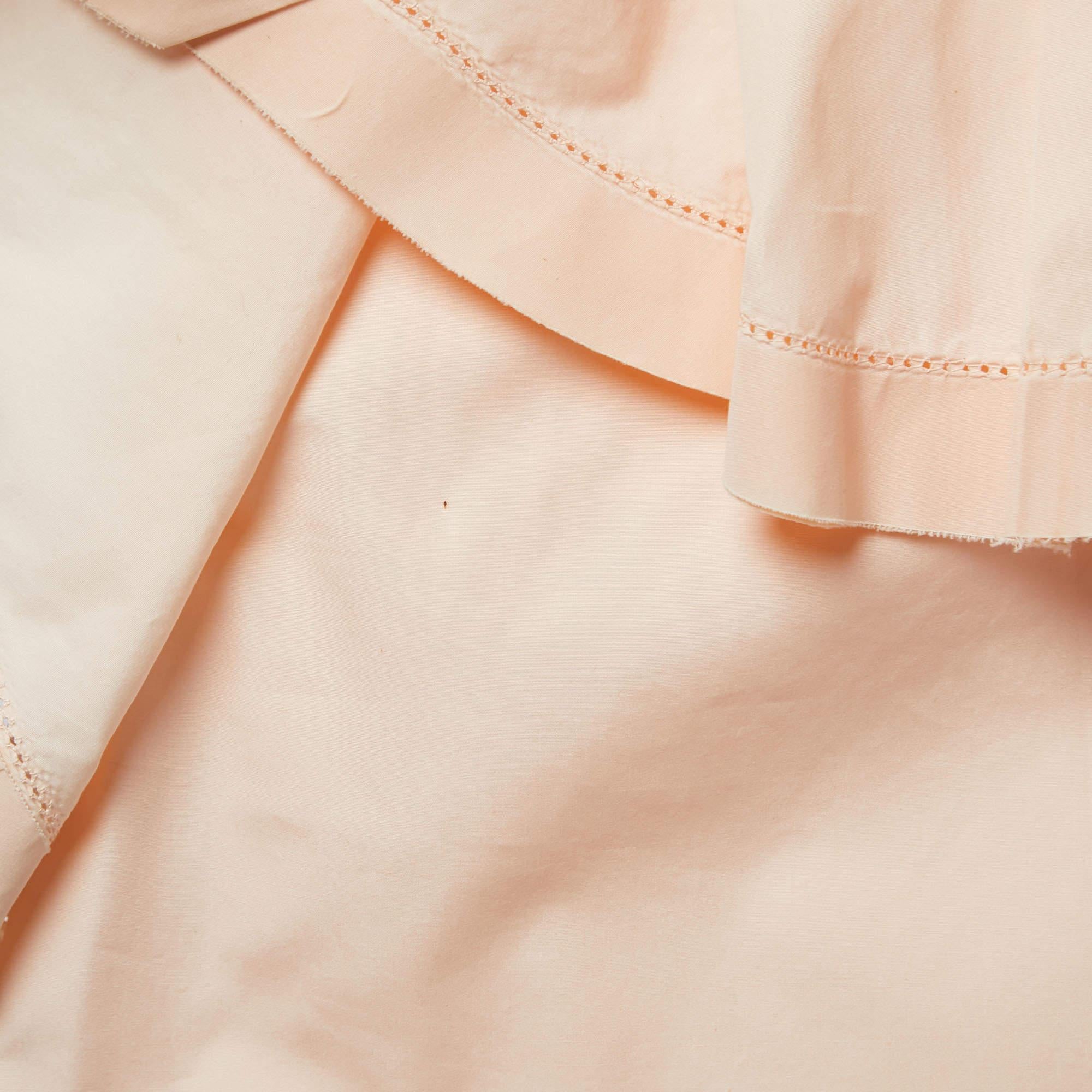 Chloe Pink Cotton Ruffle Overlay Detail Mini Dress M In Good Condition In Dubai, Al Qouz 2