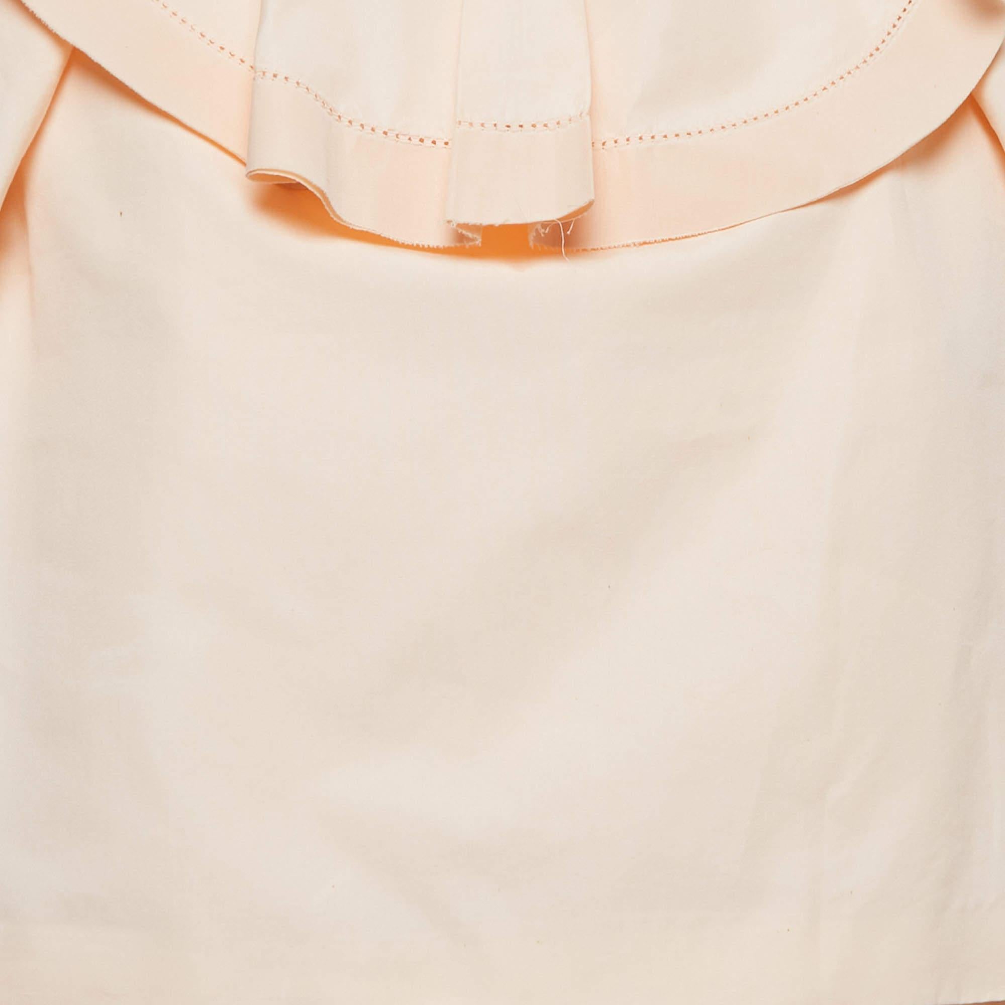 Chloe Pink Cotton Ruffle Overlay Detail Mini Dress M 1
