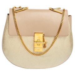 Chloe Pink/Gold Leather Medium Drew Shoulder Bag