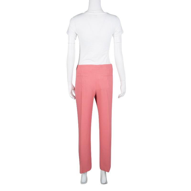 Chloe Pink Island Tailored Straight Fit Trousers L In Excellent Condition In Dubai, Al Qouz 2