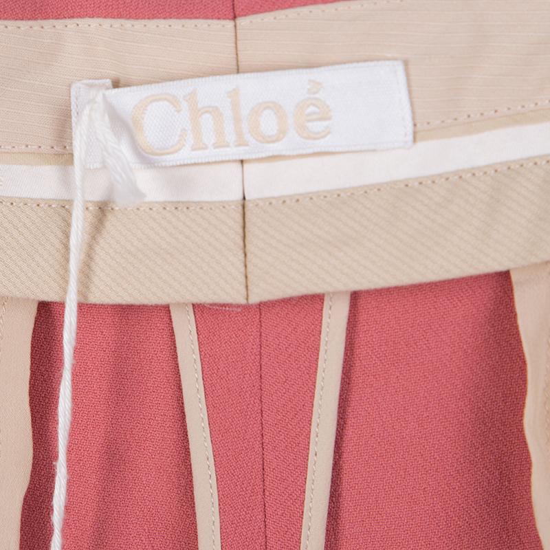Chloe Pink Island Tailored Straight Fit Trousers L 2