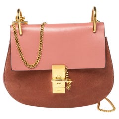 Chloe Pink Leather and Suede Medium Drew Shoulder Bag