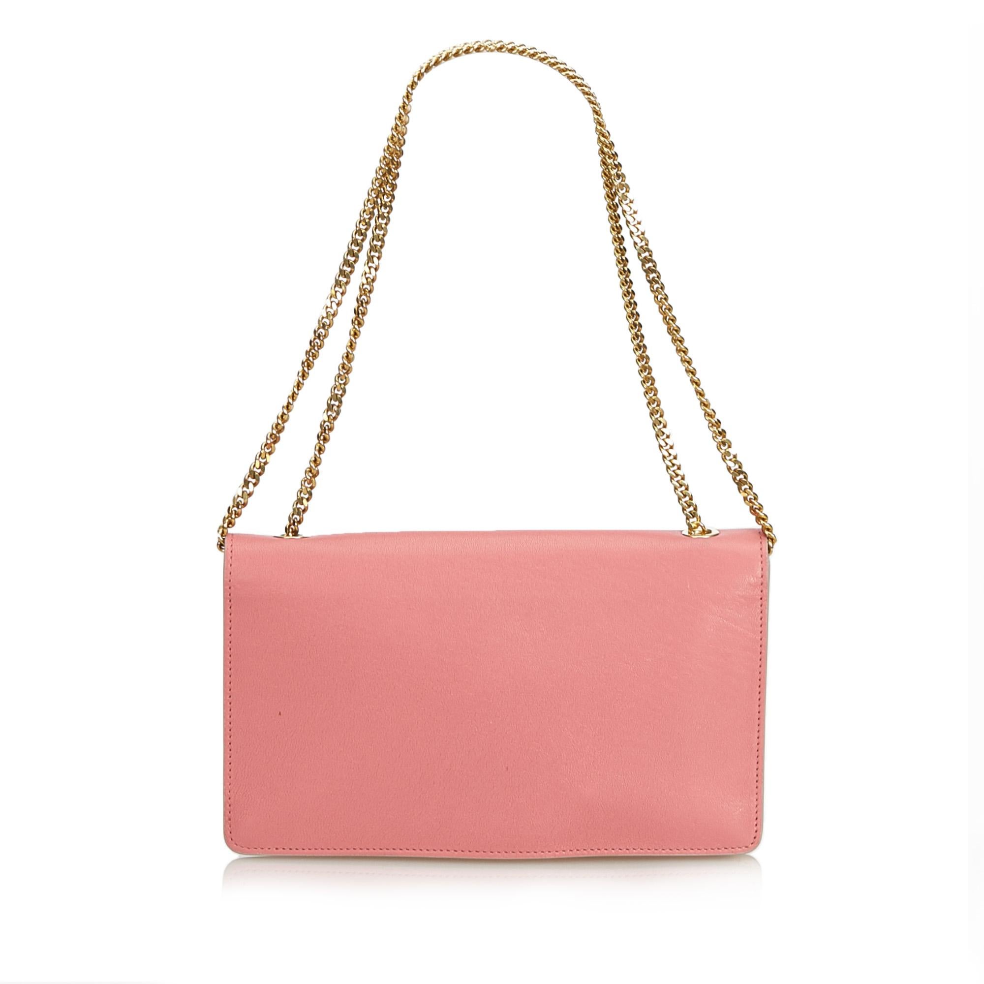 Chloe Pink Leather Chain Shoulder Bag In Good Condition For Sale In Orlando, FL