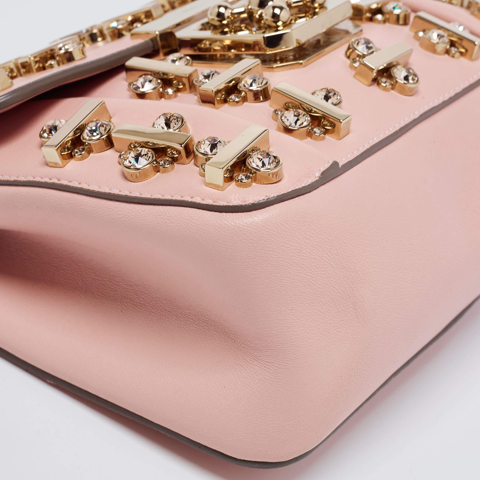 Chloe Pink Leather Crystal Embellished Elsie Shoulder Bag 6