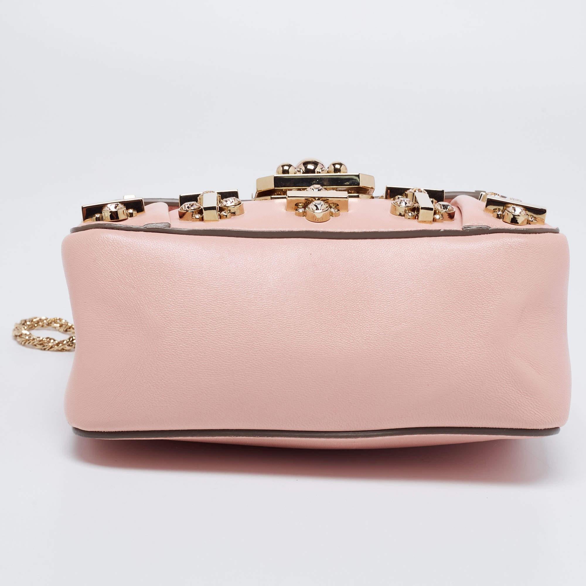 Chloe Pink Leather Crystal Embellished Elsie Shoulder Bag 3