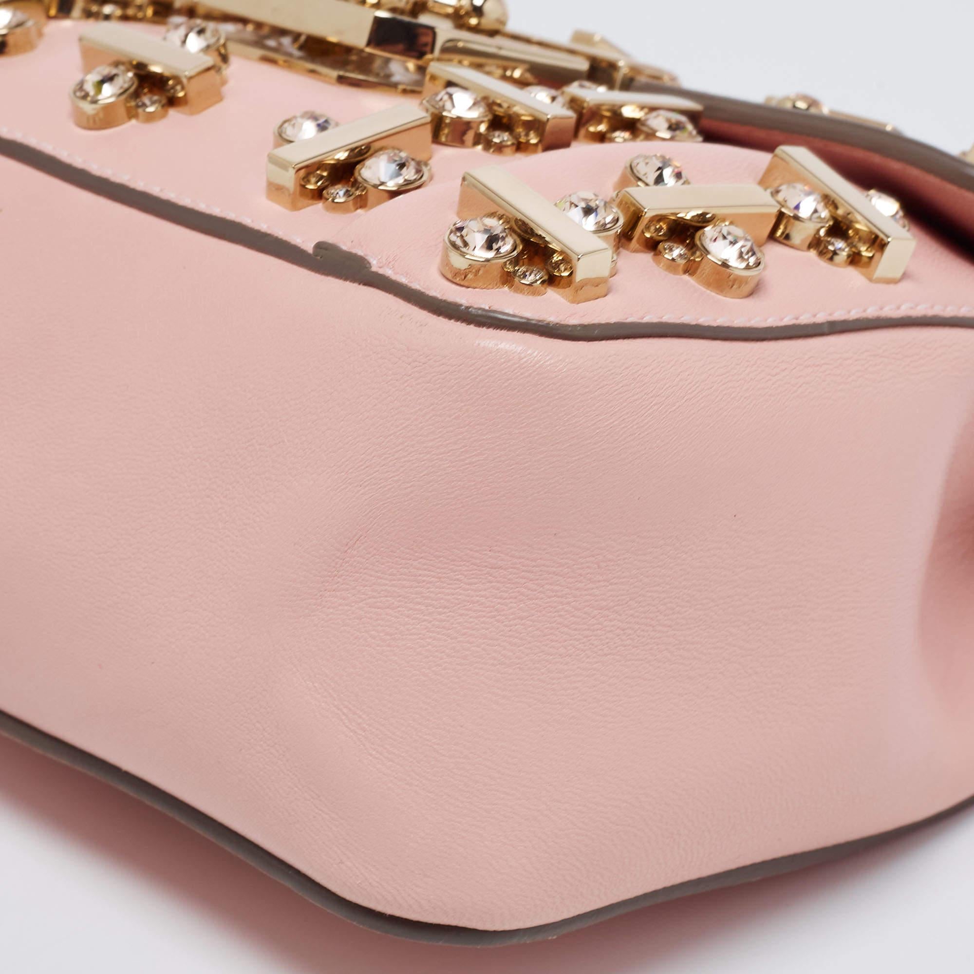 Chloe Pink Leather Crystal Embellished Elsie Shoulder Bag 4