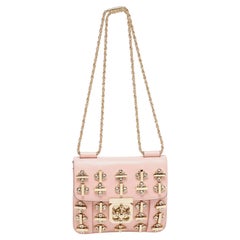 Chloe Pink Leather Crystal Embellished Elsie Shoulder Bag