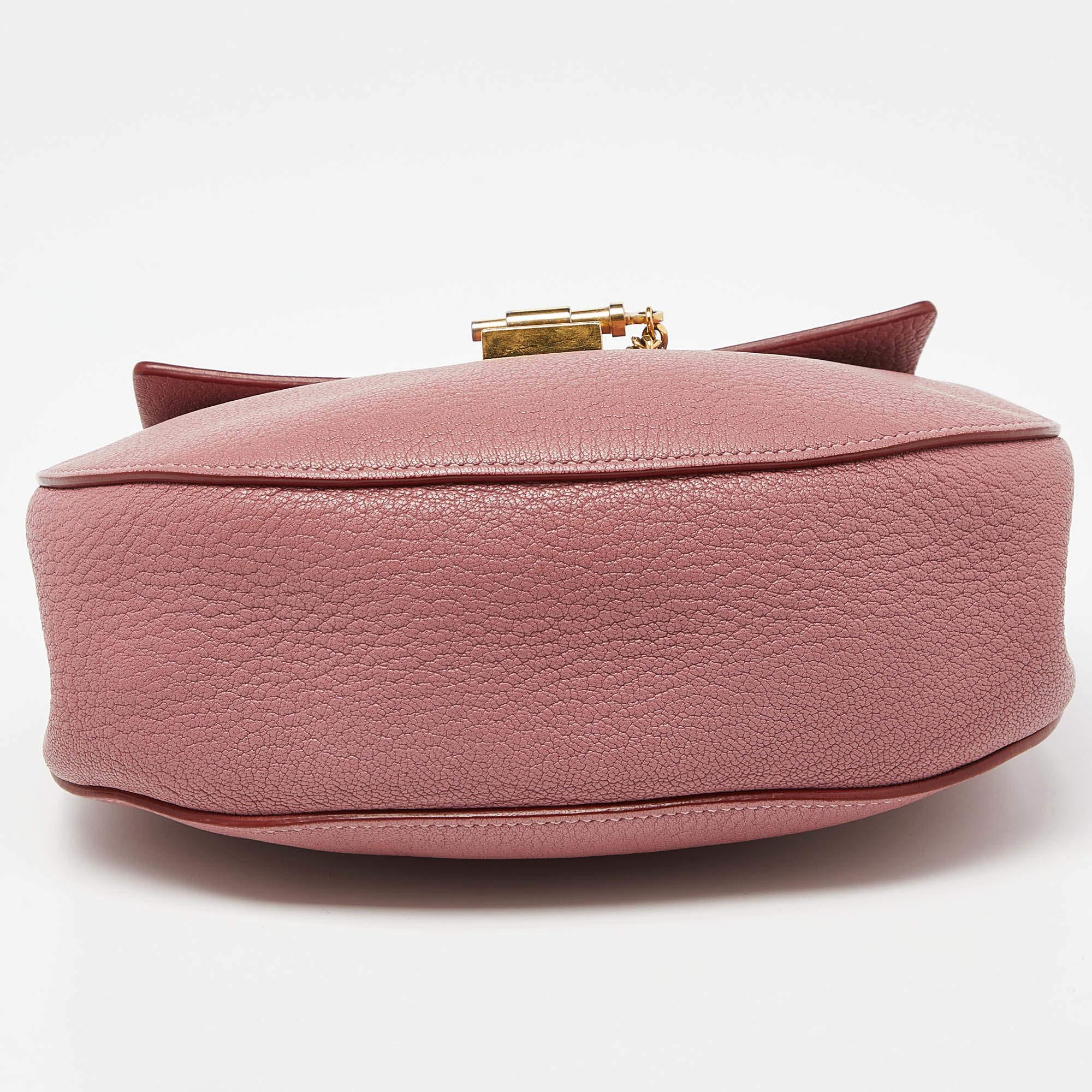 Chloe Pink Leather Medium Drew Shoulder Bag For Sale 7