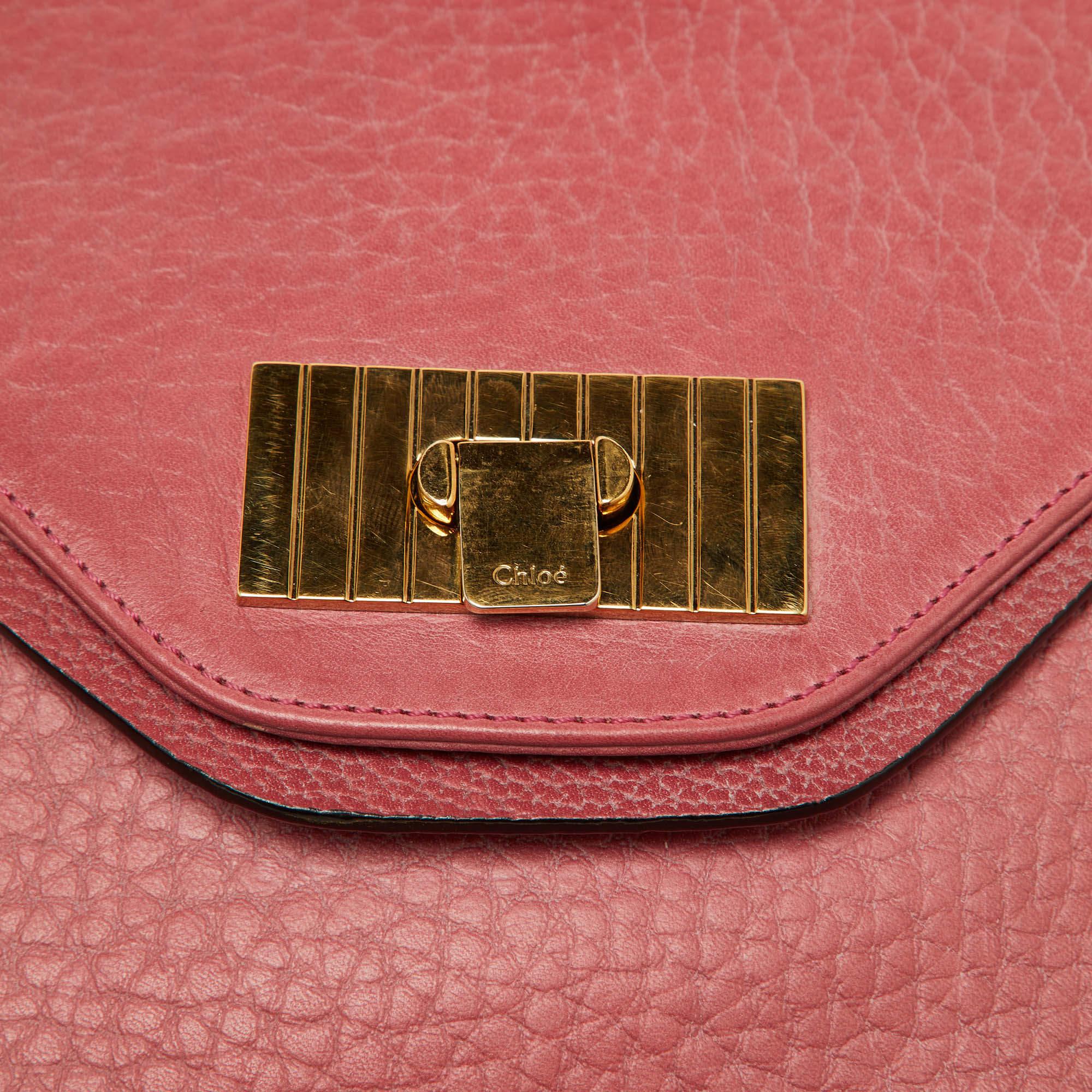Chloe Pink Leather Medium Sally Shoulder Bag For Sale 8