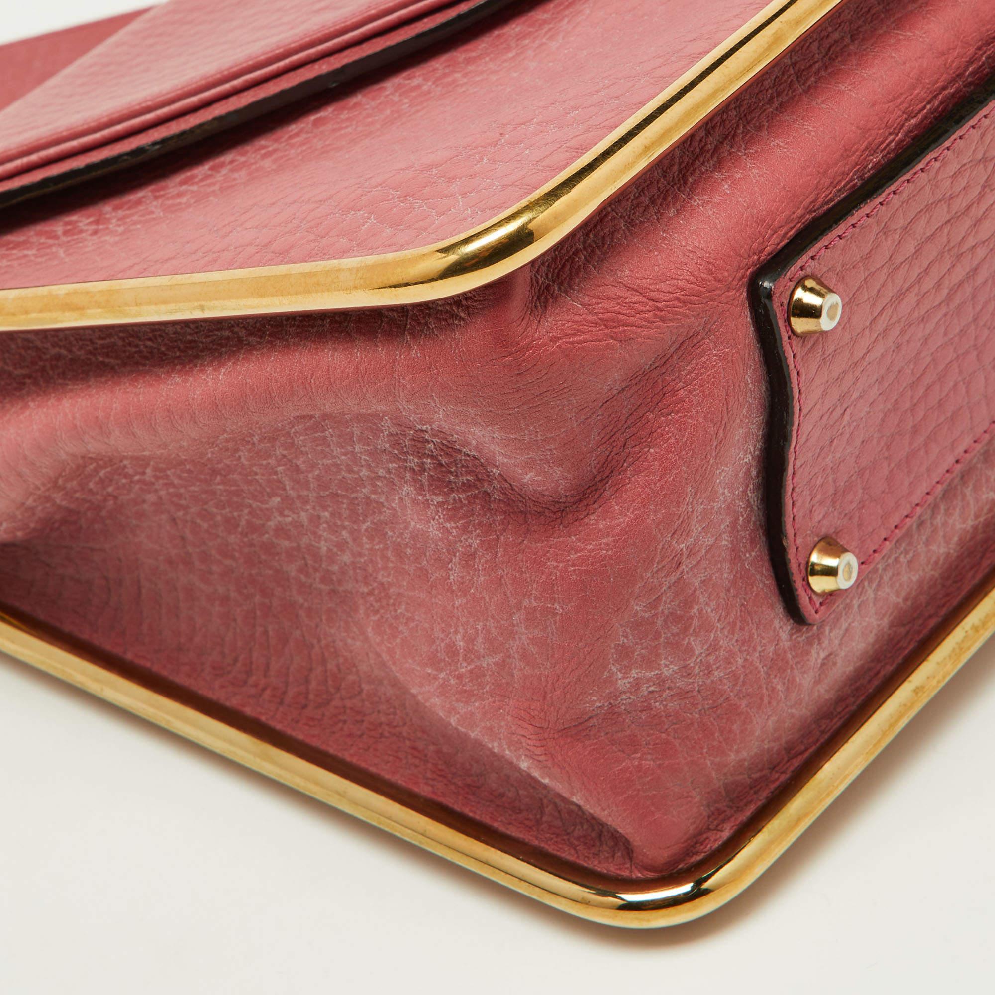 Chloe Pink Leather Medium Sally Shoulder Bag For Sale 9