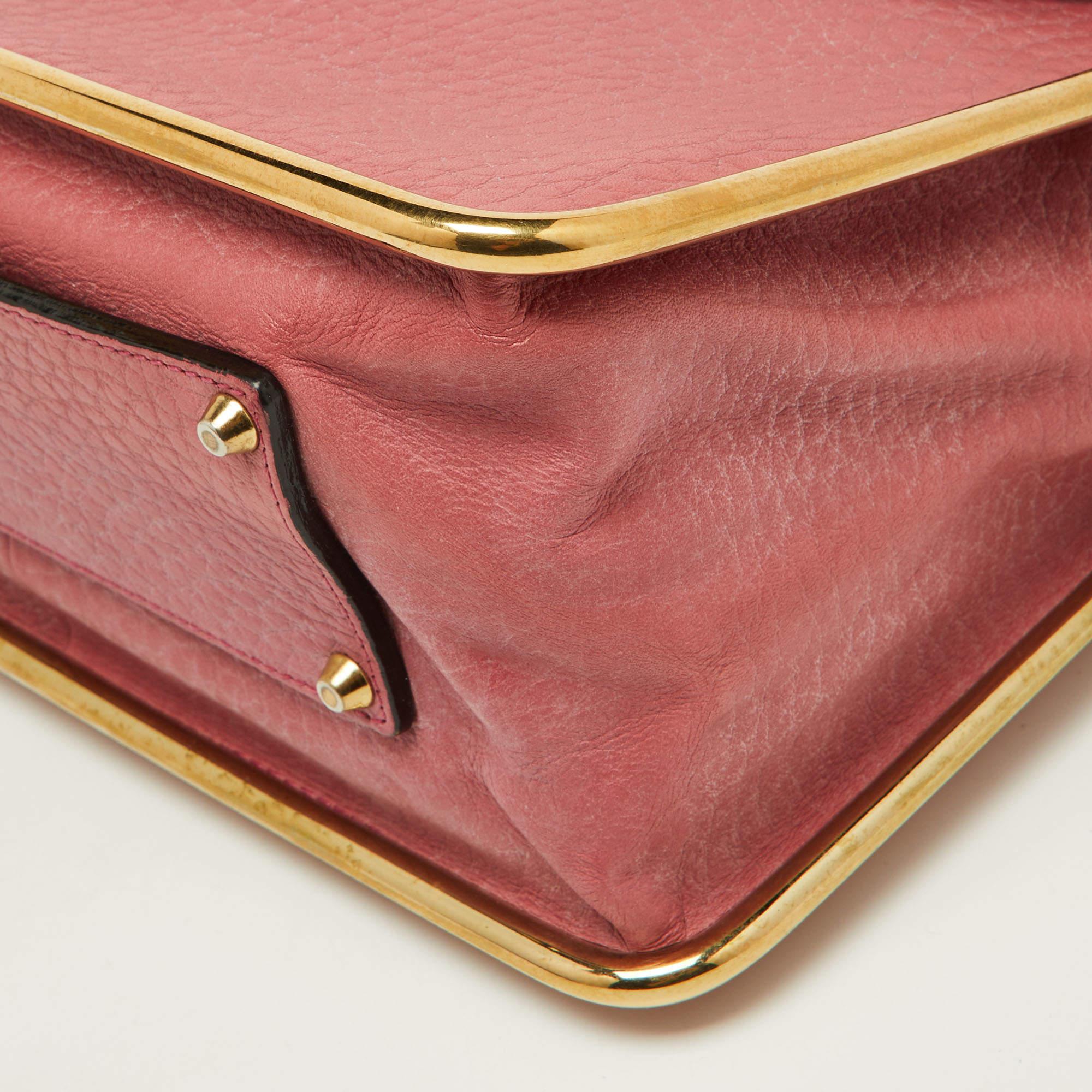 Chloe Pink Leather Medium Sally Shoulder Bag For Sale 10