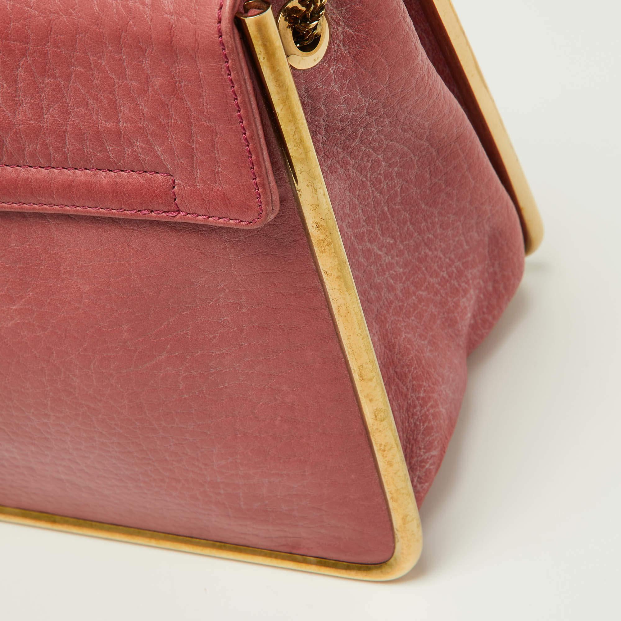 Chloe Pink Leather Medium Sally Shoulder Bag For Sale 12