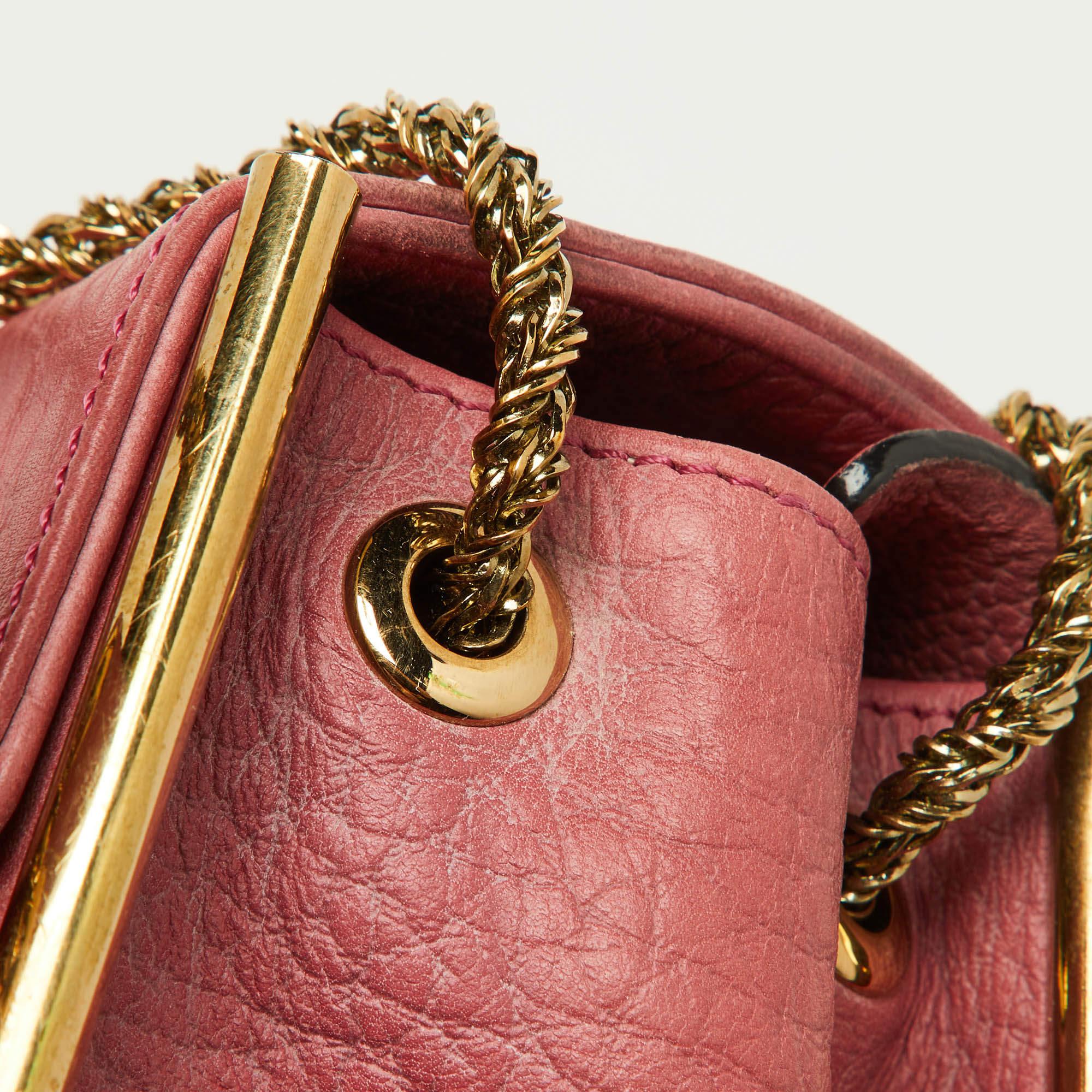 Chloe Pink Leather Medium Sally Shoulder Bag For Sale 13
